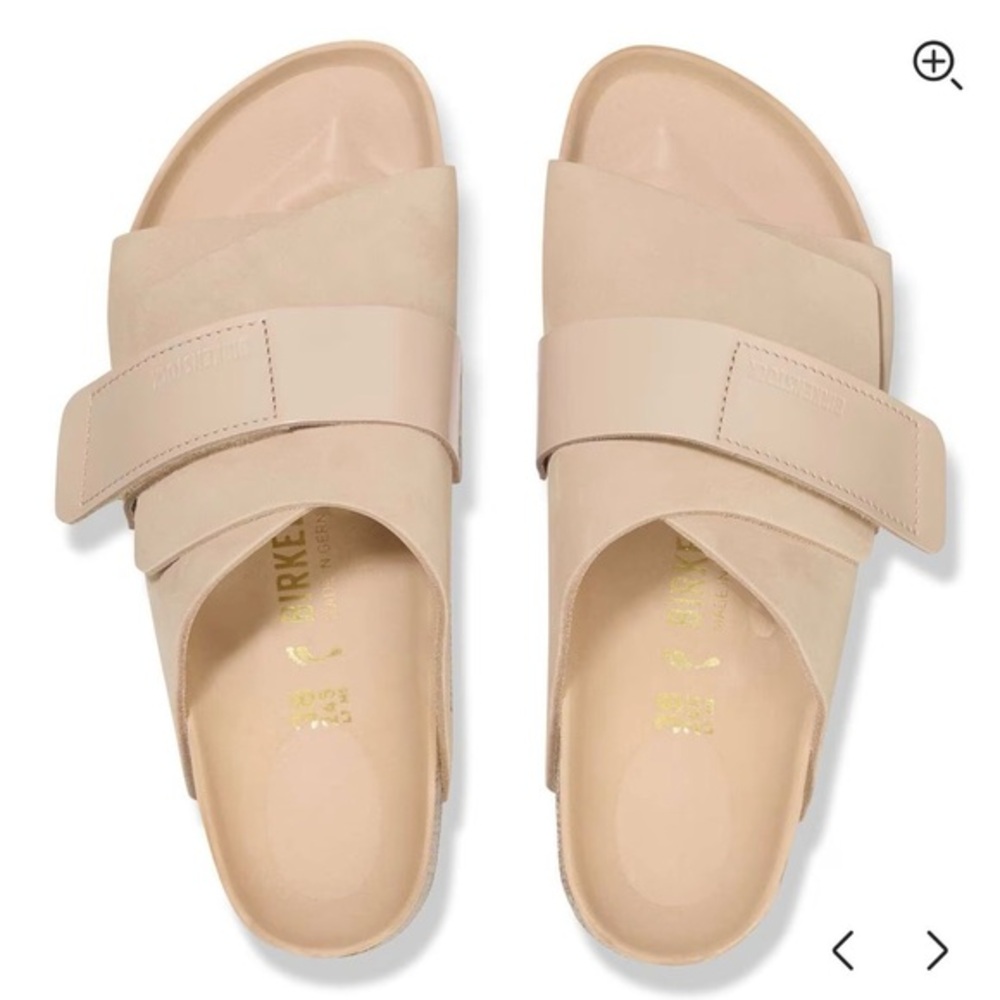 Birkenstock Kyoto New Beige Nubuck Slide Sandals size EU38/US7-8 EUC $160